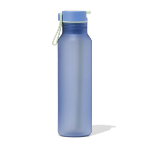 HEMA HEMA Waterfles Met Rietje 600ml Blauw (blauw)