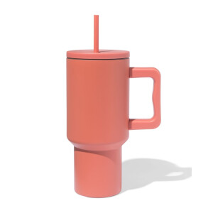 HEMA HEMA Drinkbeker Met Rietje 900ml Rvs Terra (terra)