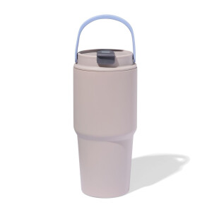HEMA HEMA Drinkbeker Met Rietje 600ml Rvs Grijs (grijs)