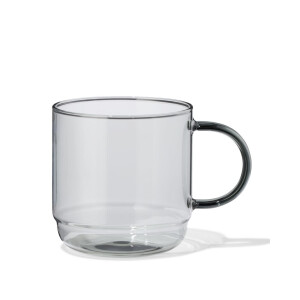 HEMA HEMA Cappuccinomok 440ml Borosilicaatglas Stapelbaar (antraciet)