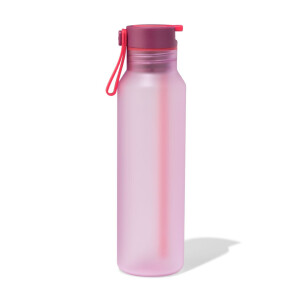 HEMA HEMA Waterfles Met Rietje 600ml Roze (roze)