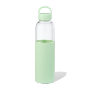 HEMA HEMA Waterfles 500ml Glas Met Siliconen Sleeve Groen (groen)