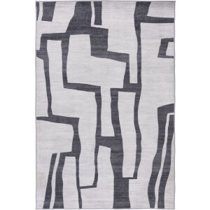 Padiro design laagpolig vloerkleed 80 x 150 cm - lichtgrijs - modern abstract ontwerp - voor vloerverwarming - van polyester