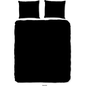 Good Morning dekbedovertrek effen kleur - 2 persoons 200x200/220 cm - Zwart - 100% Katoen renforce