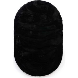 Ovaal hoogpolig vloerkleed - Comfy plus - zwart 230x330 cm