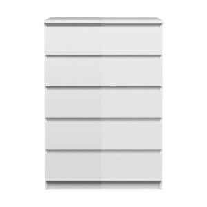Leen Bakker - Ladekast Naia 5 Lades - Hoogglans - 111,3x76,8x50 Cm - Spaanplaat - Wit - 76.8x111.3x50 Cm