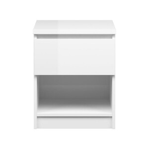 Leen Bakker - Nachtkastje Naia - 1 Lade - Hoogglans - Spaanplaat - Wit - 40x40.2x49.5 Cm