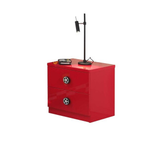 Leen Bakker - Vipack Nachtkastje Monza - 2 Lades - MDF - Rood - 47x47x39.4 Cm