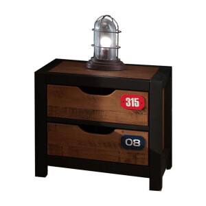 Leen Bakker - Vipack Nachtkastje Alex - 2 Lades - Bruin/zwart - Grenenhout - Zwart#Bruin - 19.2x52.1x56.1 Cm