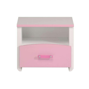 Leen Bakker - Nachtkastje Kiki - 1 Lade - /roze - Spaanplaat - Wit - 33x42.1x48 Cm