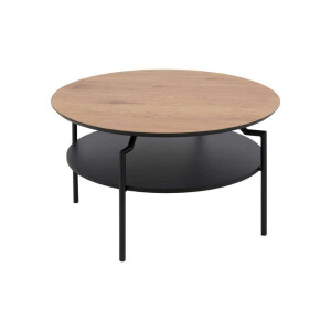 Leen Bakker - Salontafel Soto - Eikenkleur - Ø80 Cm - MDF - Bruin#Zwart