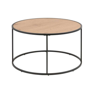 Leen Bakker - Salontafel Jaxx - Naturel/zwart - 45xØ80 Cm - Hout/Metaal - Bruin#Zwart
