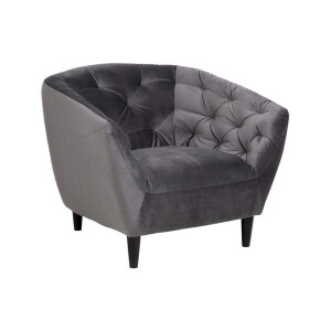 Leen Bakker - Fauteuil Thyrza - Fluweel - Donker - Velvet - Grijs - 83x97x79 Cm