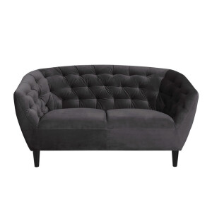Leen Bakker - Bank Thyrza 2-zits - Fluweel - Donker - Polyester/Velvet - Grijs - 84x150x78 Cm