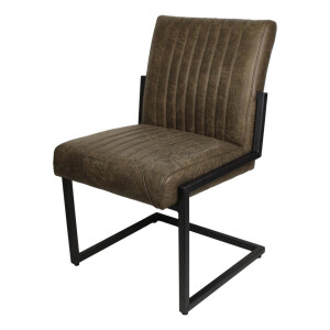 Leen Bakker - HSM Eetkamerstoel Texas - Yachtleder - Leger - Metaal/Leder - Groen - 50x55x85 Cm