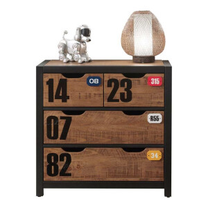 Leen Bakker - Vipack Commode Alex - Bruin - 86x42x83 Cm - Hout/MDF - Bruin#Zwart