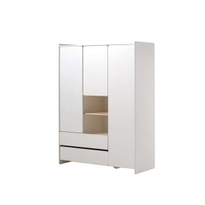 25% korting - Leen Bakker - Vipack Kledingkast Kiddy 3 Deuren En 2 Lades - 138x190x54 Cm - Grenenhout/MDF - Wit