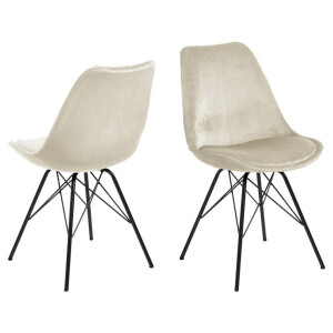 2e Halve Prijs Leen Bakker - Eetkamerstoel Bonn (2 Stuks) - Velvet - Zand - Metaal/Velvet - Bruin - 54x48.5x85.5 Cm