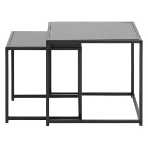 Leen Bakker - Set Van 2 Bijzettafels Jaxx - MDF - Zwart - 50x50x45 Cm