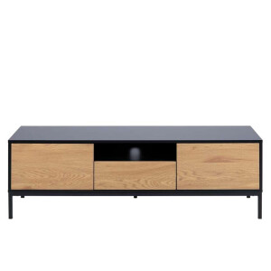 Leen Bakker - TV-meubel Avola - Zwart/eiken - 45x140x40 Cm - MDF - Bruin#Zwart