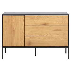 Leen Bakker - Dressoir Avola - Zwart/eiken - 82x120x40 Cm - MDF/Metaal - Bruin#Zwart