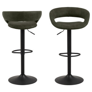 Leen Bakker - Barkruk Faber - Olijf (2 Stuks) - Lederlook - Groen - 48.5x54.5x104 Cm