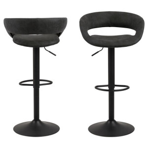 Leen Bakker - Barkruk Faber - Antraciet (2 Stuks) - Lederlook - Grijs - 48.5x54.5x104 Cm