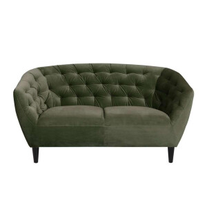 Leen Bakker - Bank Thyrza 2-zits - Fluweel - Velvet - Groen - 84x150x78 Cm