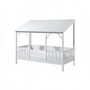 Vipack huisbed met wit dak - wit - 90x200 cm - Leen Bakker