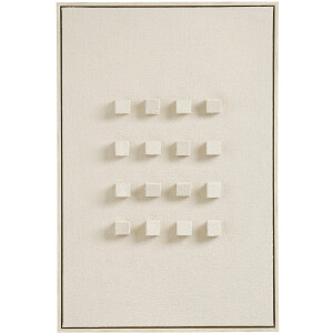 Mica Decorations Wanddecoratie - Wandpaneel Abstracte Kunst 60 x 40 x 3 cm - Woondecoratie voor Woonkamer of Slaapkamer - Off-white