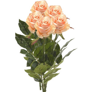 Emerald Kunstbloem roos Simone - 5x - zalm kleurig - 73 cm - decoratie bloemen