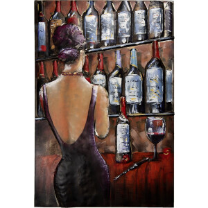 Clayre & Eef Metalen Schilderij 80x120 cm Rood Metaal Vrouw
