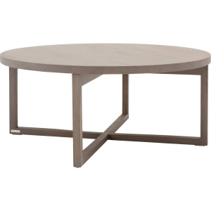 Goossens Salontafel Circulo rond, hout eiken donker bruin, urban industrieel, 90 x 38 x 90 cm