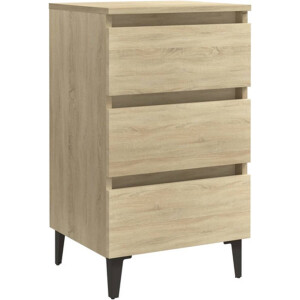 vidaXL - Nachtkastje - met - metalen - poten - 40x35x69 - cm - sonoma - eikenkleurig