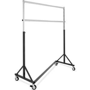 Extra stevig kledingrek met wielen - verstelbare hoogte max. 200 cm - 140 cm lang - zwart/ chroom