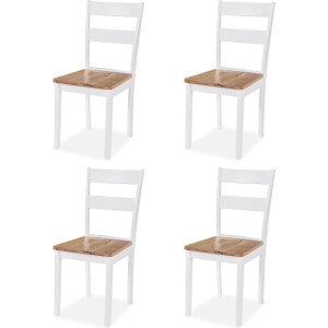vidaXL - Eetkamerstoelen - 4 - st - massief - rubberwood - wit