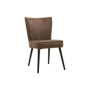 Goossens Eetkamerstoel Rob bruin velvet stof leuning, urban industrieel