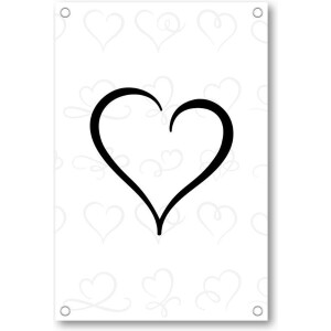 Hart - Harten patroon - Zwart/Wit - Tuinposter 60x90 - Wanddecoratie - Minimalist