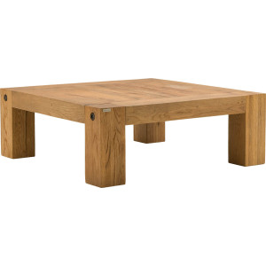 Goossens Salontafel Houston vierkant, hout eiken donker bruin, stijlvol landelijk, 110 x 40 x 110 cm