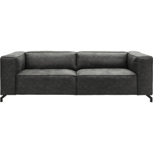 Goossens Bank Calvin grijs, micro leer, 3,5-zits, modern design