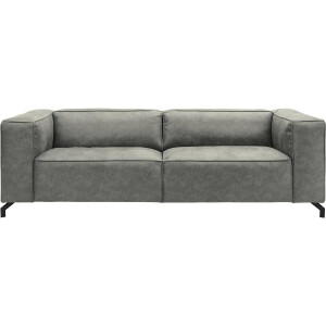 Goossens Bank Calvin grijs, micro leer, 3,5-zits, modern design