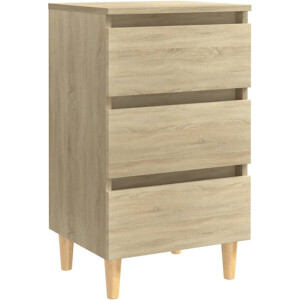 vidaXL - Nachtkastje - met - houten - poten - 40x35x69 - cm - sonoma - eikenkleurig