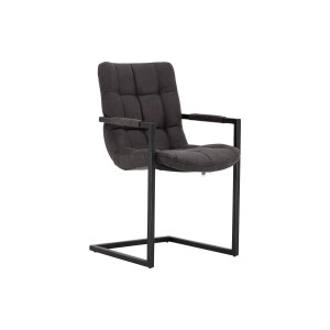 Goossens Eetkamerstoel Steven antraciet microvezel met armleuning, urban industrieel
