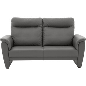 Goossens Excellent Bank More Met Hoge Rug blauw, leer, 3-zits, stijlvol landelijk
