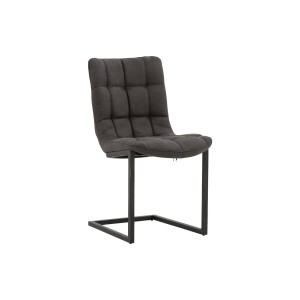 Goossens Eetkamerstoel Steven antraciet microvezel leuning, urban industrieel