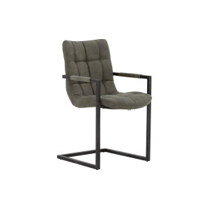 Goossens Eetkamerstoel Steven groen microvezel met armleuning, urban industrieel