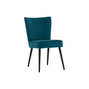 Goossens Eetkamerstoel Rob blauw velvet stof leuning, urban industrieel