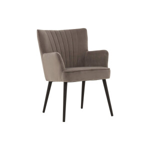 Goossens Eetkamerstoel Rob grijs velvet stof met armleuning, urban industrieel