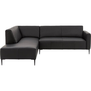 Goossens Bank Key West zwart, leer, 3-zits, modern design met ligelement links