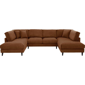 Goossens Bank Jonas cognac, stof, urban industrieel met ligelement links met ligelement rechts